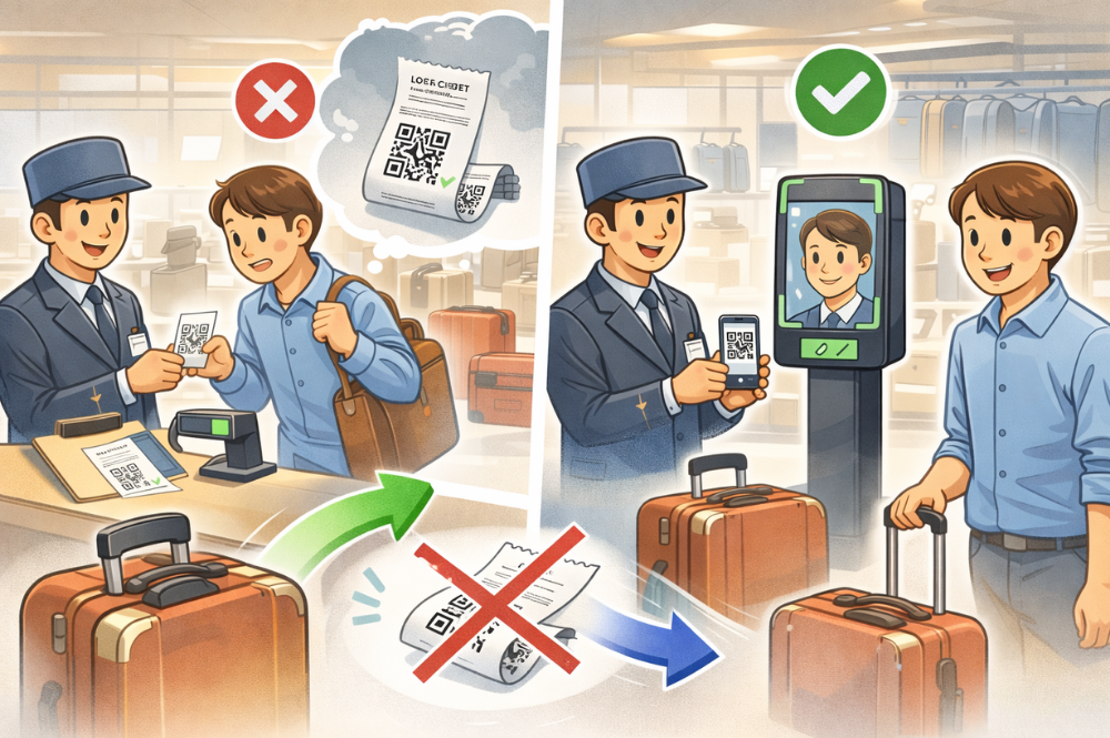 ホテル手荷物預かりにおける顔認証活用イメージ